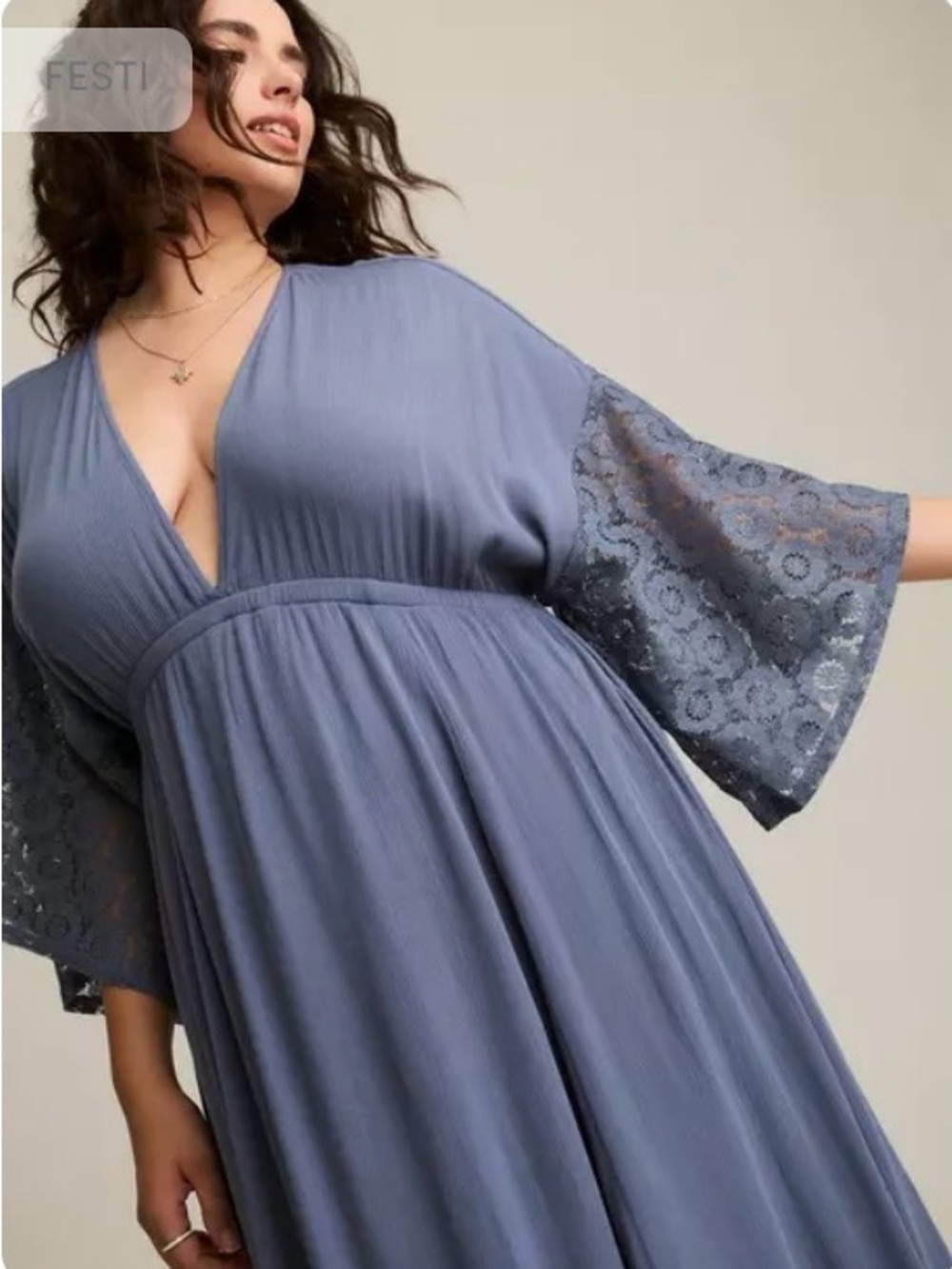 torrid Blue Maxi Dress with Lace Trim - Picture 4 of 6